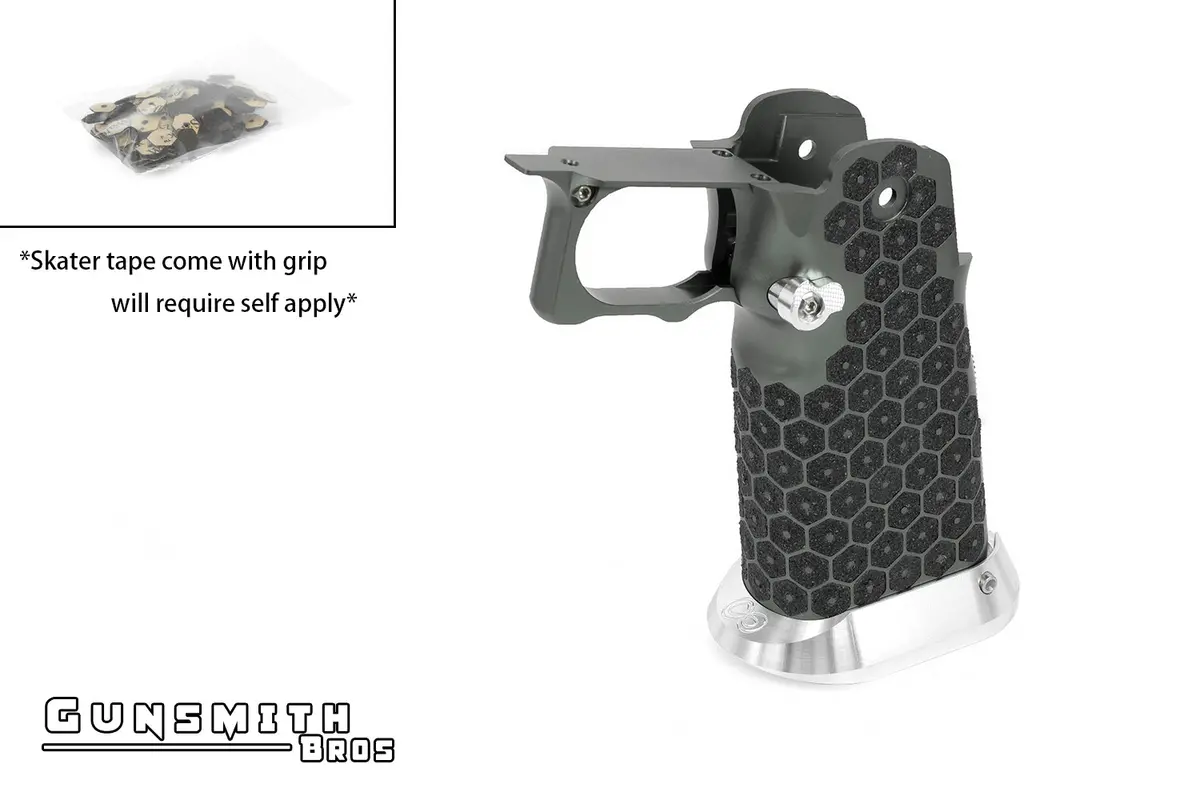 Gunsmith Bros Aluminum Grip For Hi-Capa (Infinity Hex Tape) - Grey #Gb-G-05-Gy 1