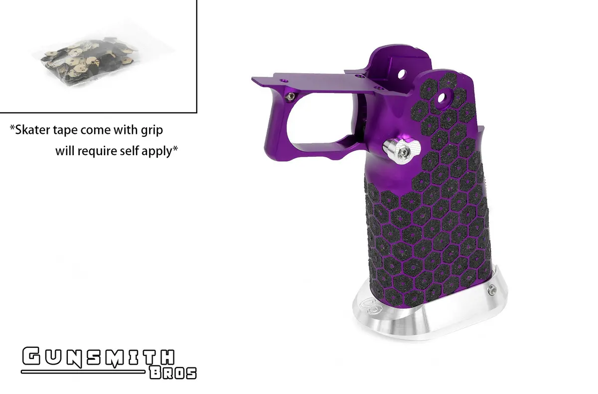 Gunsmith Bros Aluminum Grip For Hi-Capa (Infinity Hex Tape) - Purple #Gb-G-05-Pu 1