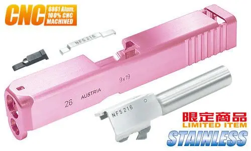 Guarder G26 Cnc Aluminum Slide & Stainless Barrel Set For Tm G26 (Pink) #Glk-94(P) 1