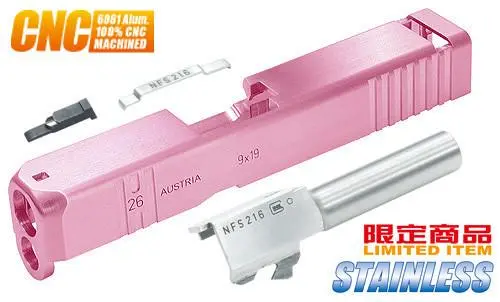Guarder G26 Cnc Aluminum Slide & Stainless Barrel Kit For Tm G26 Custom (Pink) #Glk-95(P) 1