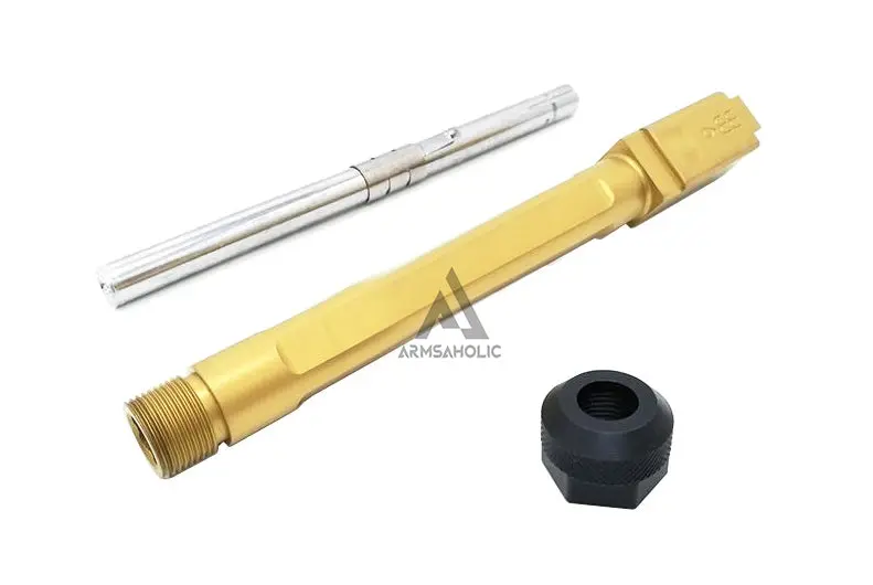 Guns Modify Sa Style Kkm G34 Stainless Threaded Outer Barrel Set For Marui G34 (Fluted, Gold) 1