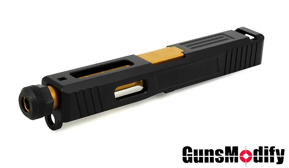 Guns Modify Sa T1 Aluminum Slide / Gold Stainless Threaded Barrel Ccw Set For Marui G19 1
