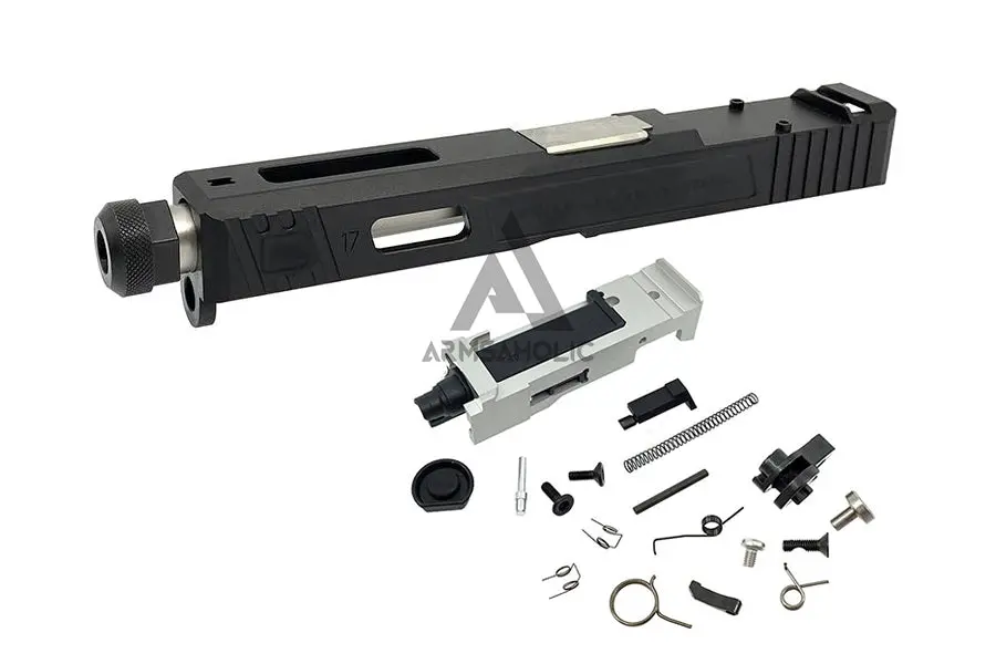 Guns Modify Sa Style Rmr Slide / Threaded Stainless Barrel (Silver) / Housing & Parts Set For Tokyo Marui G17 1