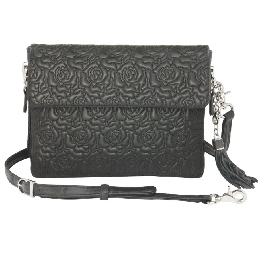 Embroidered Rose Concealed-Carry Clutch 1