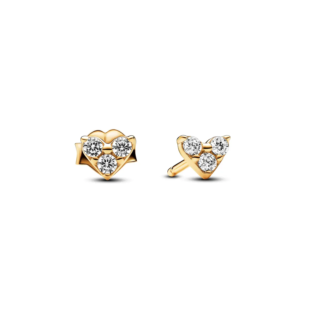Triple Stone Heart Stud Earrings 1