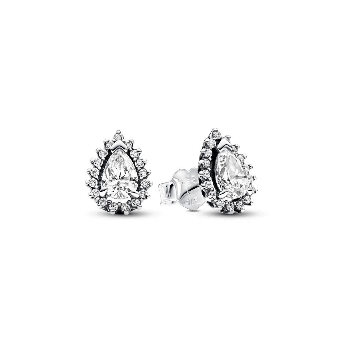 Sparkling Pear Halo Stud Earrings 1