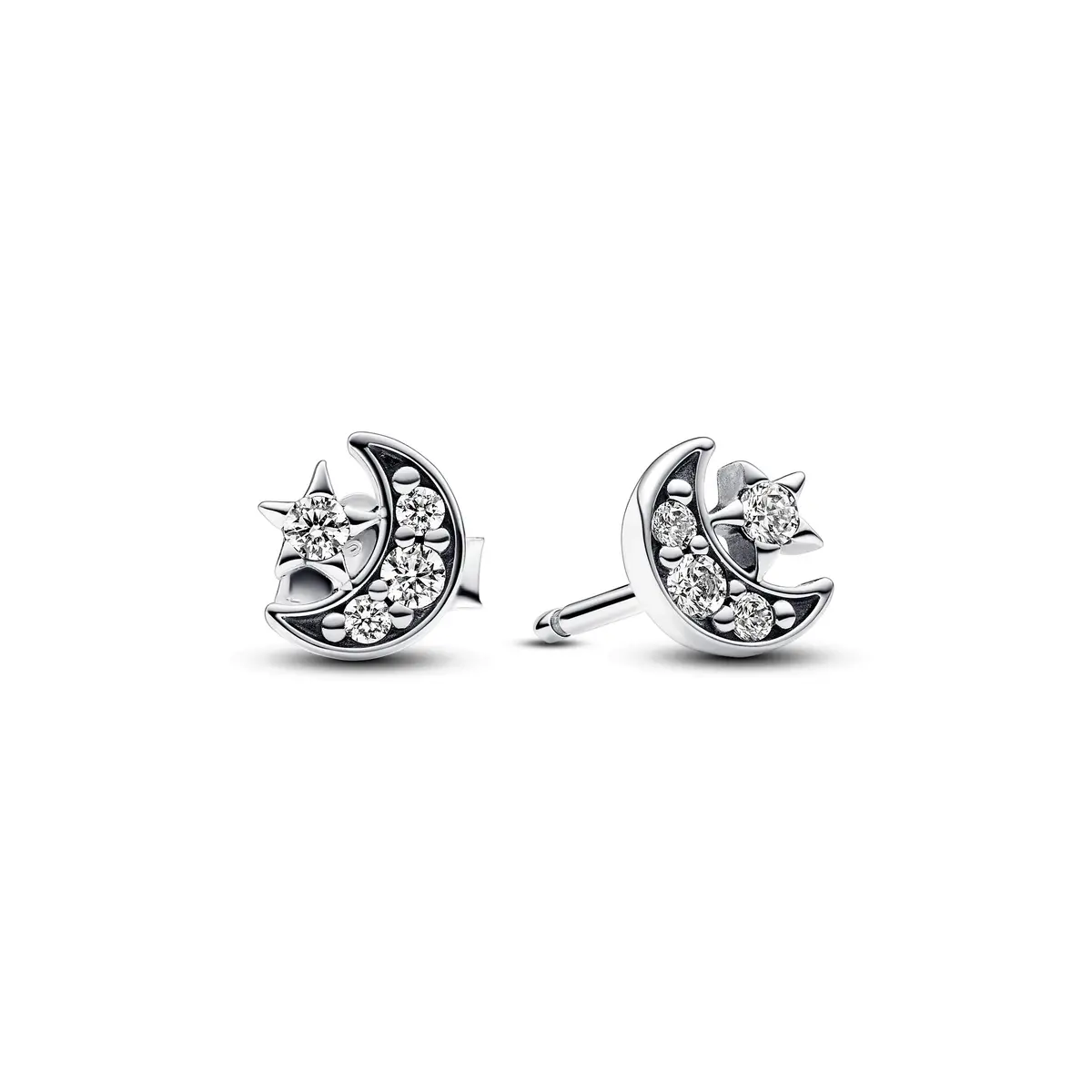 Sparkling Moon & Star Stud Earrings 1