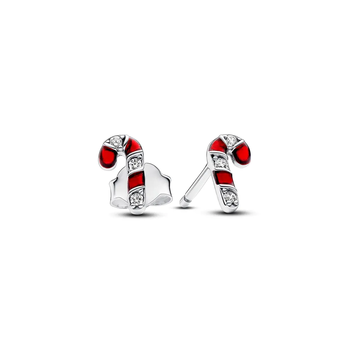 Sparkling Red Candy Cane Stud Earrings 1