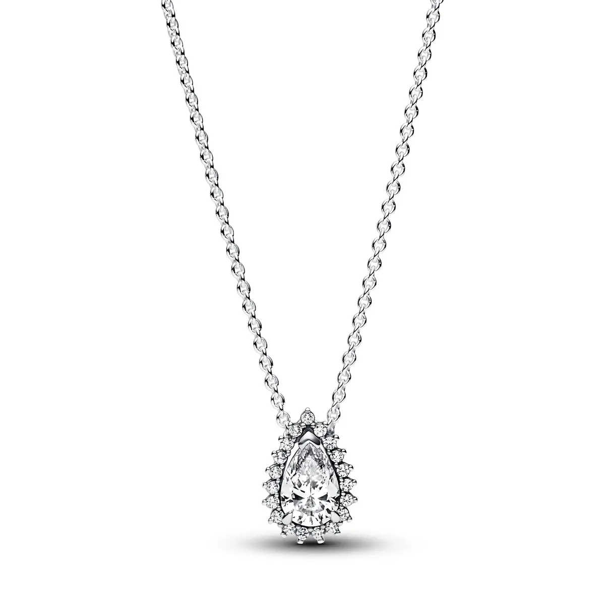 Sparkling Pear Halo Collier Necklace 1