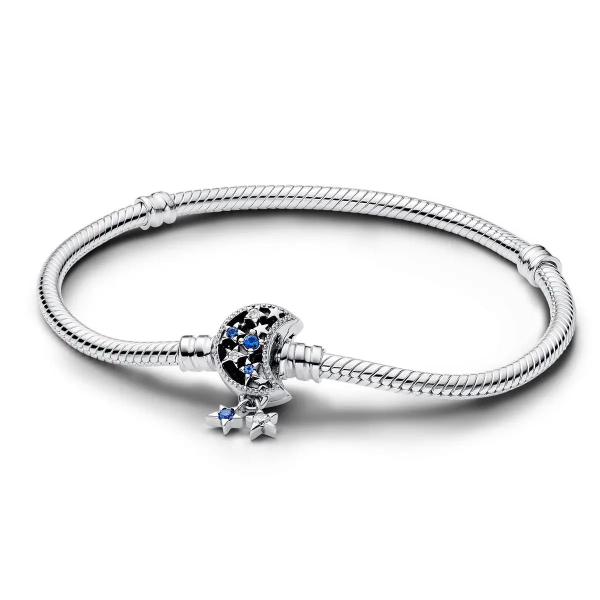Pandora Moments Sparkling Moon Clasp Snake Chain Bracelet 1