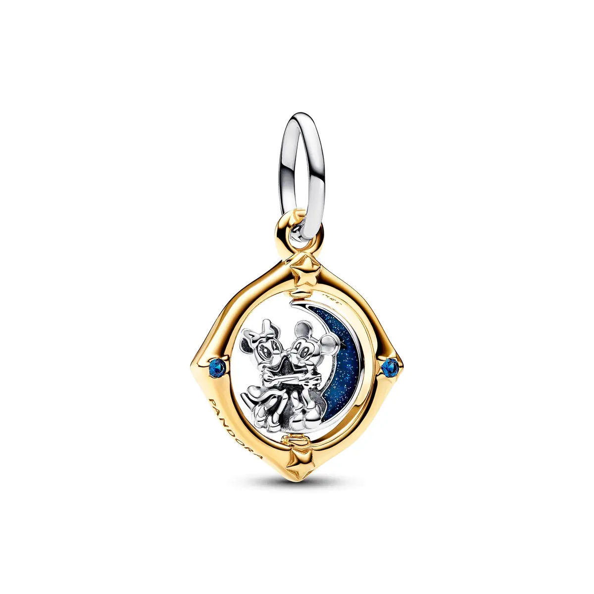 Disney Mickey Mouse & Minnie Mouse Two-Tone Spinning Moon Dangle Charm 1