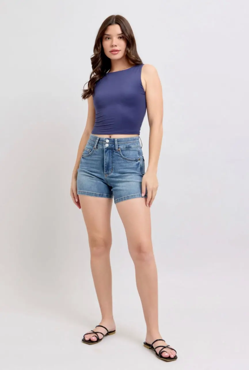 Emma High Waist Tummy Control Double Waistband Shorts 1