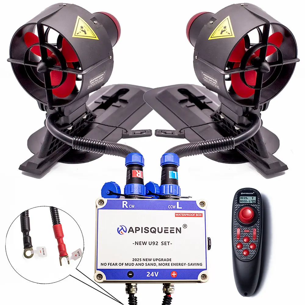 Apisqueen New 24V U92 Pro Underwater Thruster Two Set With Waterproof Remote Control And Battery, Featuring Inner Rotor Motor, Sand And Silt Resistance, For Kayaks, Inflatable Boats, And Paddle Boards. 1