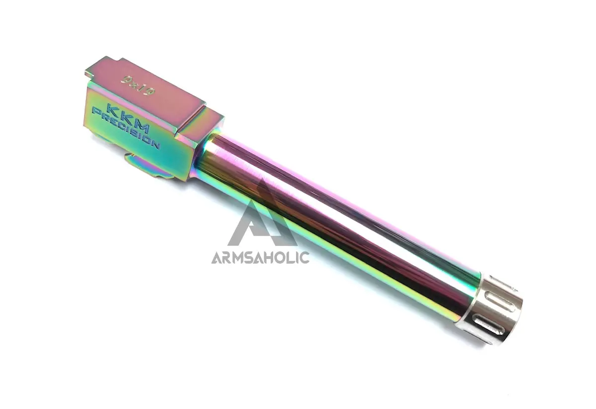 Guns Modify Stainless Thread Barrel ( Kkm ) For Tokyo Marui G17/18C Gbb Series - Nitride Rainbow -14Mm Negative 1