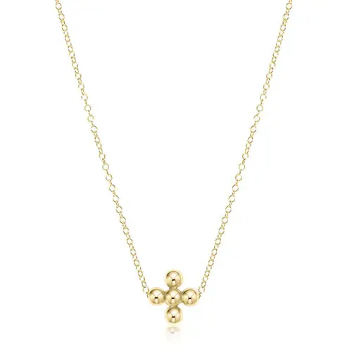 16" Necklace Gold - Signature Cross Beaded Gold 3Mm 1