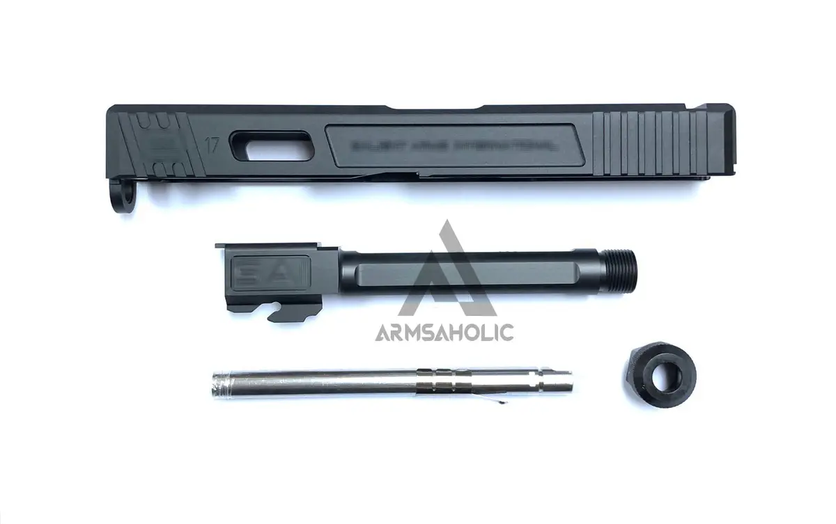 Guns Modify Sa Alu Cnc Slide & Stainless 4 Fluted Threaded Bk Barrel Set For Marui G17/22 1