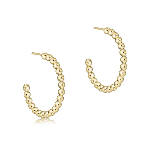 Beaded Classic 1" Post Hoop - 2Mm Gold 1
