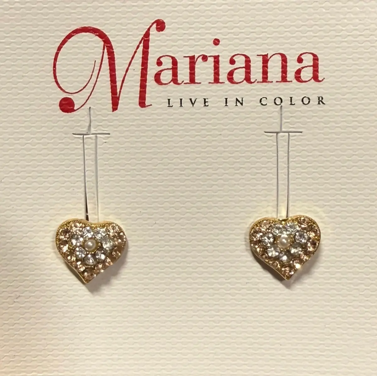 Mariana Earrings E-1322/5 Crystal Heart Earrings (Yellow Gold) 1