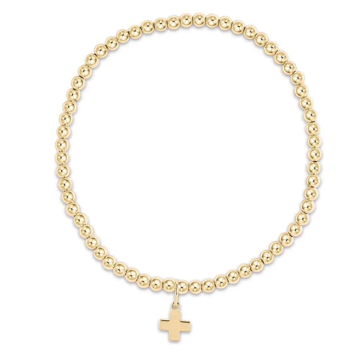 Classic Gold 3Mm Bracelet - Signature Cross Gold Charm 1