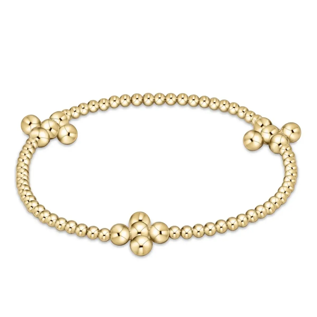 Beaded 4Mm Gold Signature Cross 2.5Mm Gold Bracelet 1
