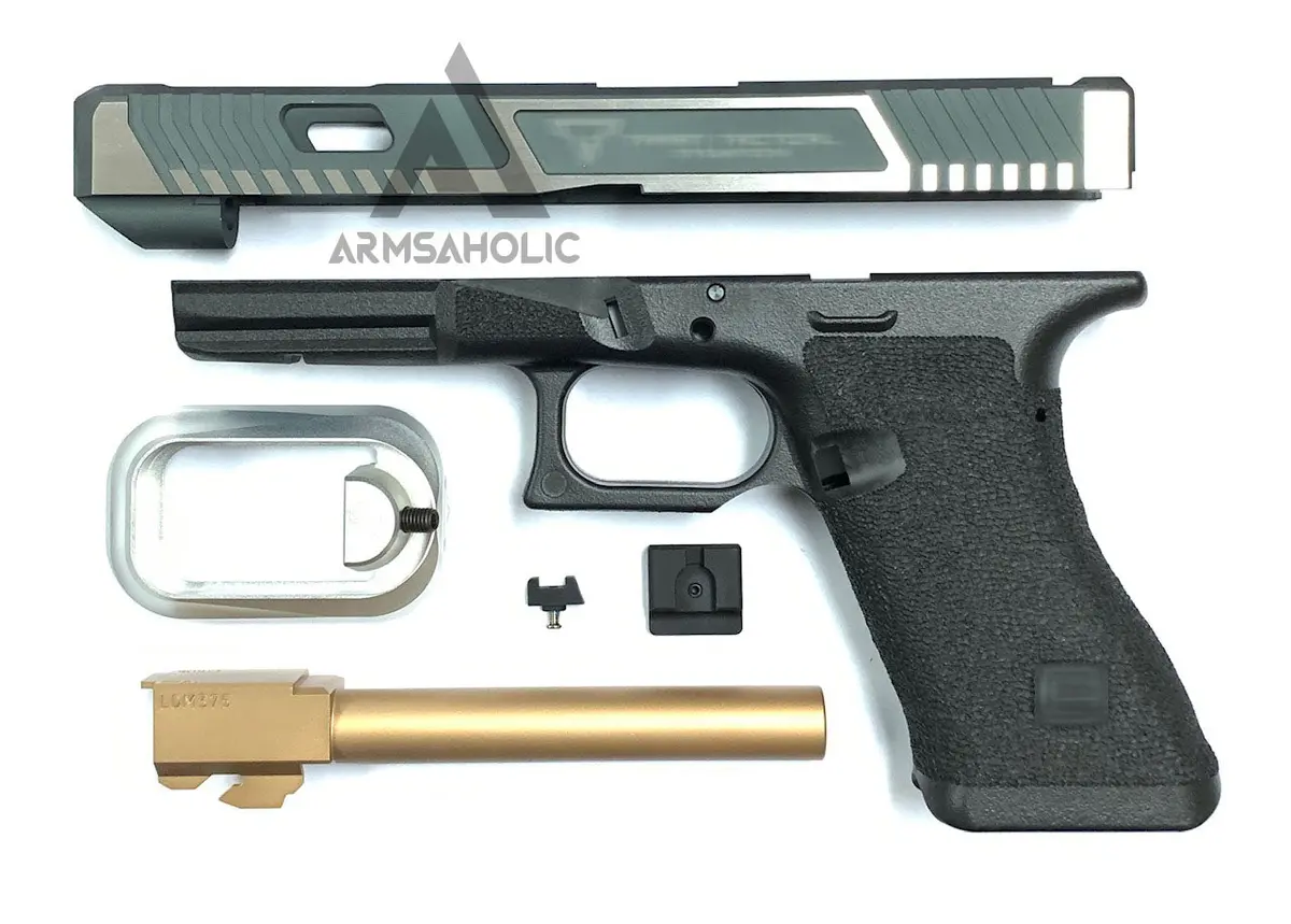 Nova T-Style Jw G34 Aluminum Slide Kit For Tm Tokyo Marui Airsoft G17 / 34 Gbb Series - Shiny Two Tone 1
