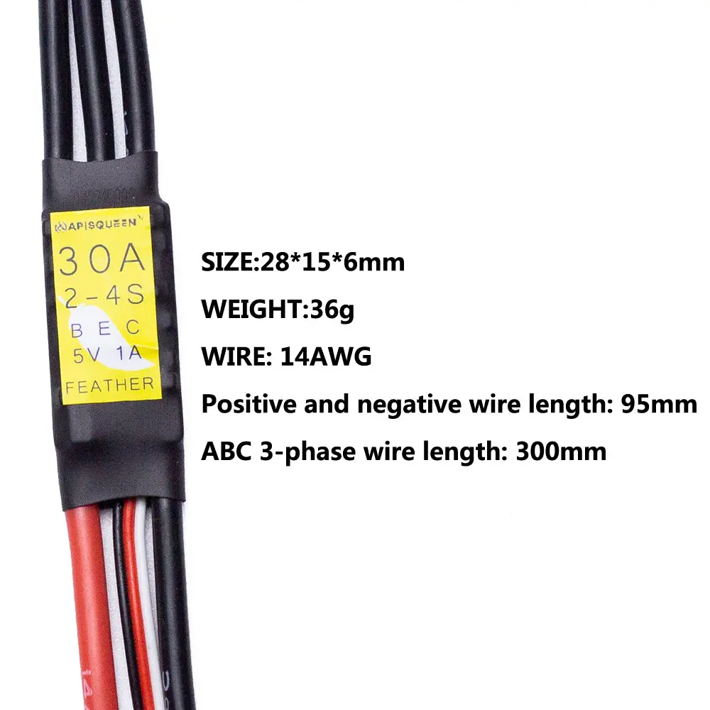 Apisqueen Bi-Directional 30A Esc 2-4S 5V 1A Bec Electronic Speed Controllers 1