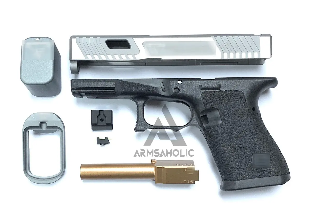 Nova T-Style Jw G19 Aluminum Slide Kit For Tm Tokyo Marui Airsoft G19 Gbb Series - Shiny Gray 1