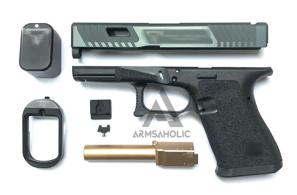 Nova T-Style Jw G19 Aluminum Slide Kit For Tm Tokyo Marui Airsoft G19 Gbb Series - Shiny Black 1