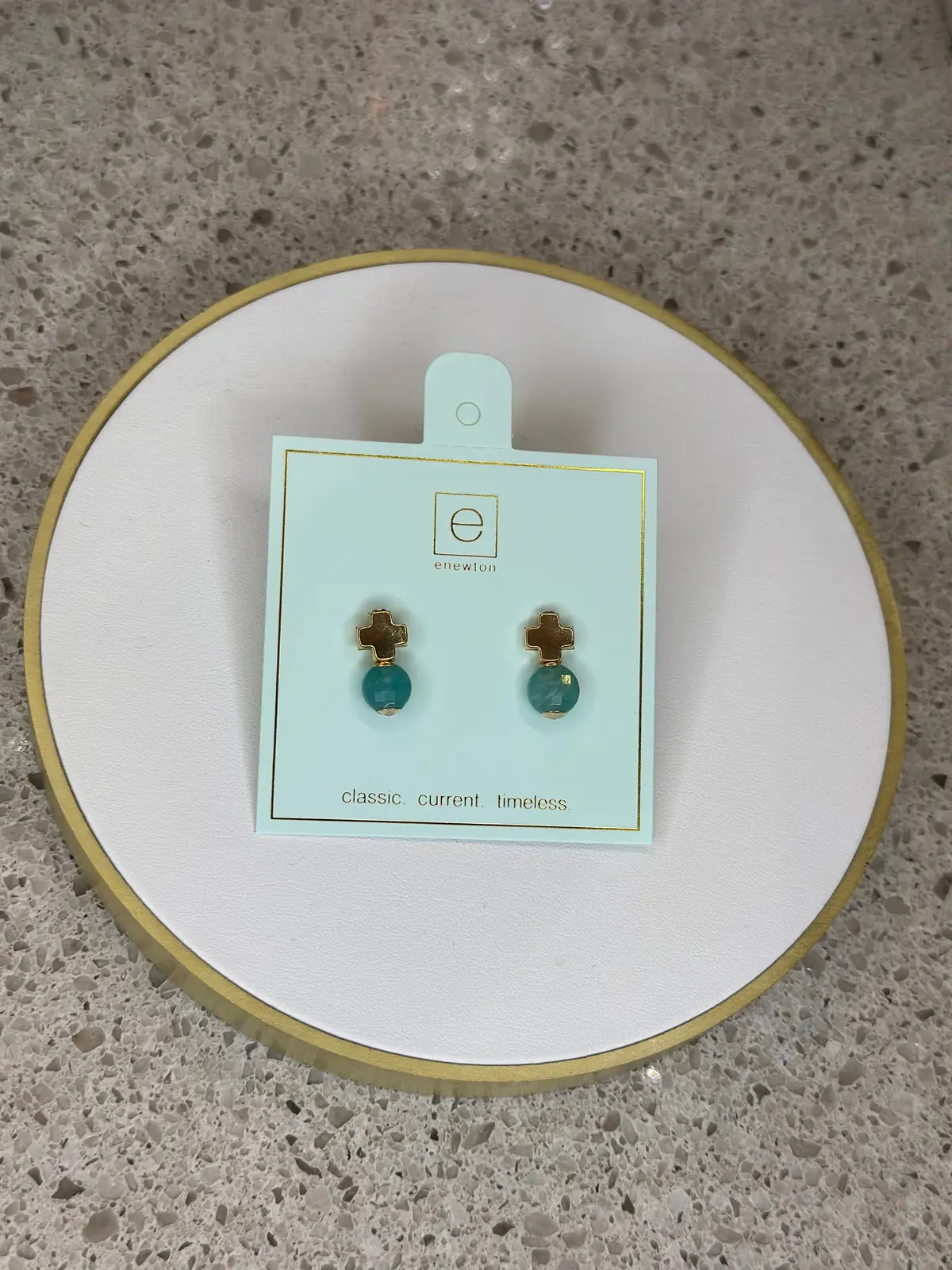 Signature Cross Gold Stud-Amazonite 1
