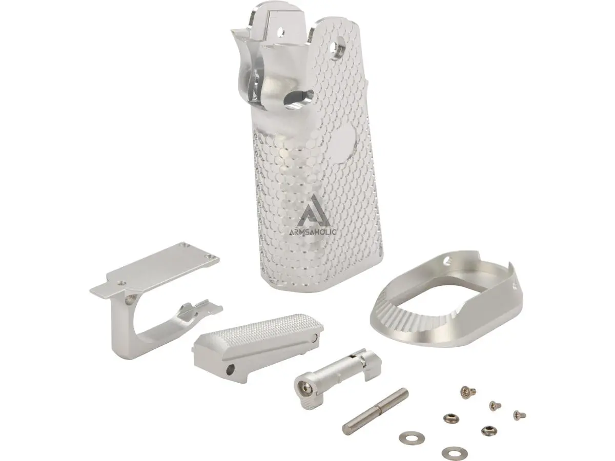 Kf Airsoft Cnc Aluminum Grip For Tokyo Marui Hi-Capa Airsoft Pistols - Silver #Kf51-301Sv 1