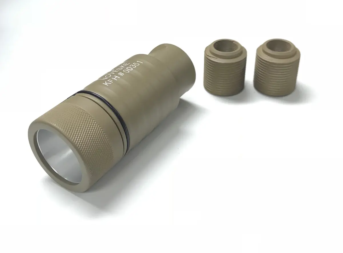 N Style Kfh Sound Amplifier Flash Hider (Tan) With 14Mm Cw & Ccw Adapter 1