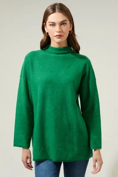 Loose Fit Tunic Sweater | Kelly Green 1