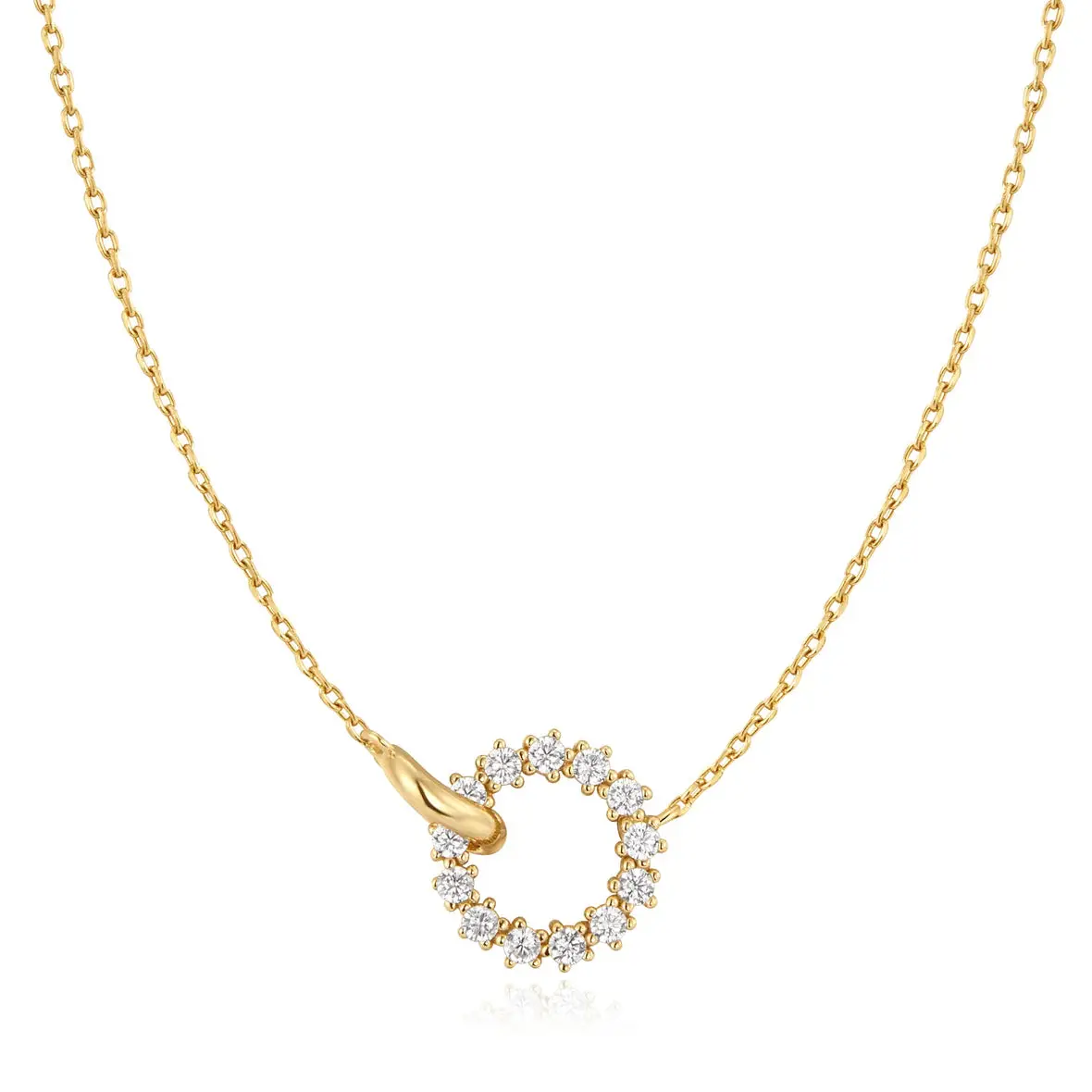 Gold Interlinked Circles Pavé Necklace 1