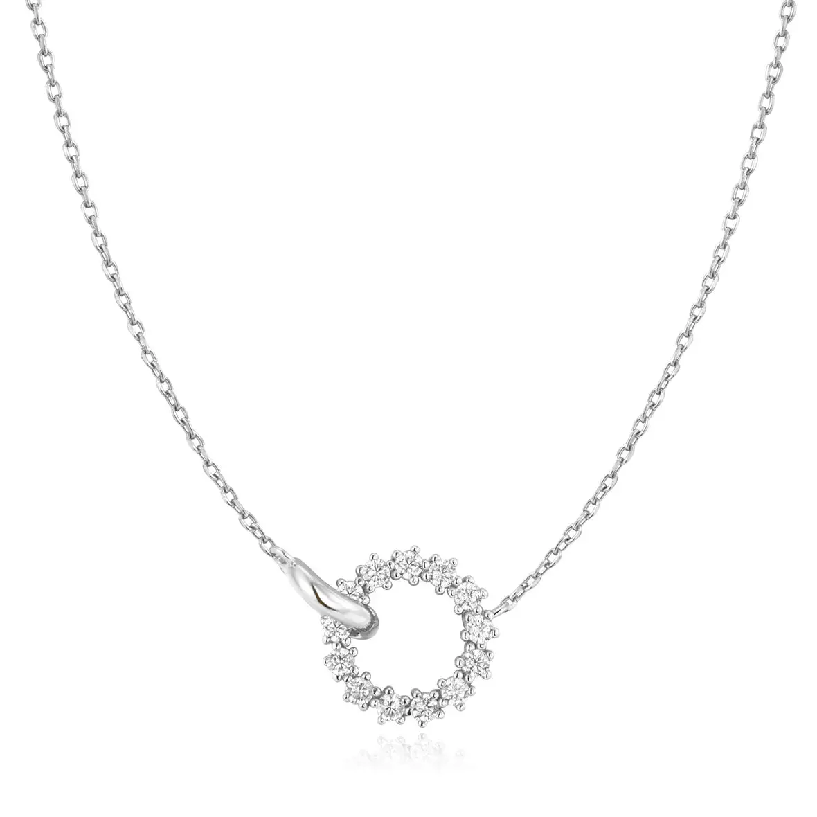 Silver Interlinked Circles Pavé Necklace 1