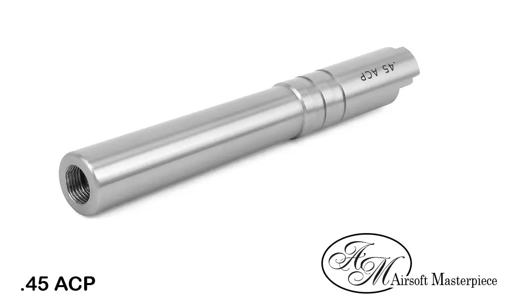 Airsoft Masterpiece .45 Acp Steel Threaded Fix Outer Barrel For 5.1 - Silver 1