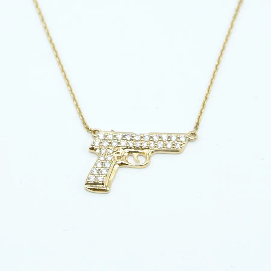 Gold 'N Diamonds Gun Necklace 1