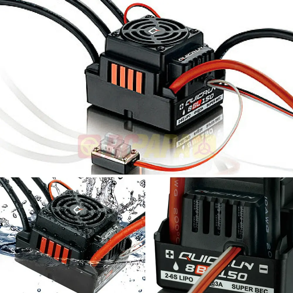 Hobbywing Quicrun Waterproof Brushless Motor Esc 8Bl150 150A For 1/8 Rc 1