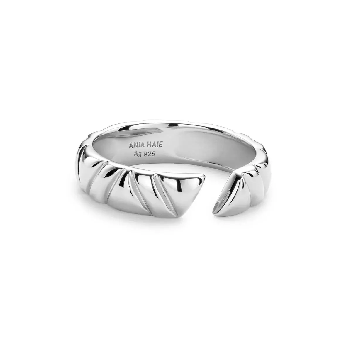 Silver Irregular Twill Adjustable Ring 1