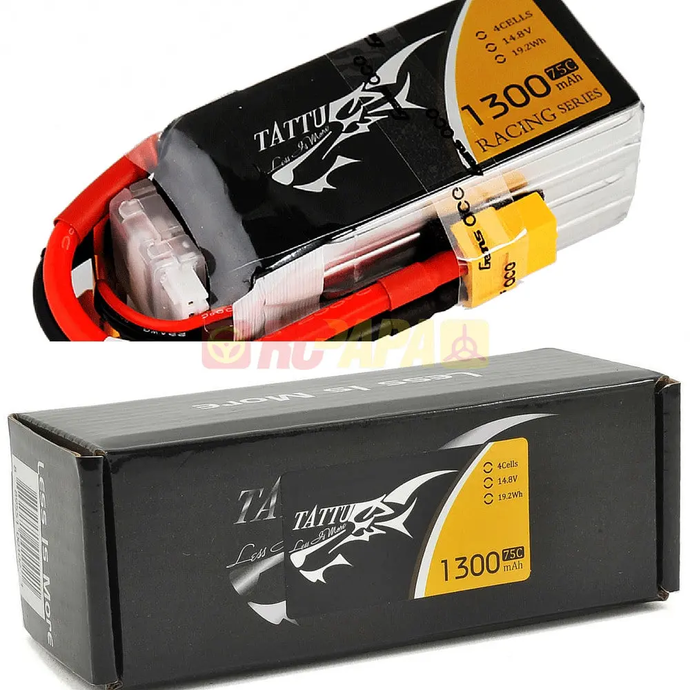 Tattu 1300Mah 14.8V 75C 4S1p Lipo Battery Pack For Fpv Race 1