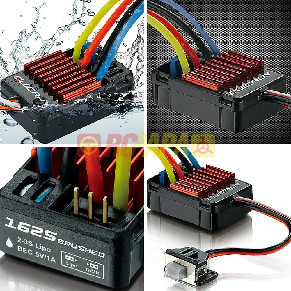 Hobbywing Quicrun Brushed Waterproof Esc 25A 1625 For 1/16 Rc 1