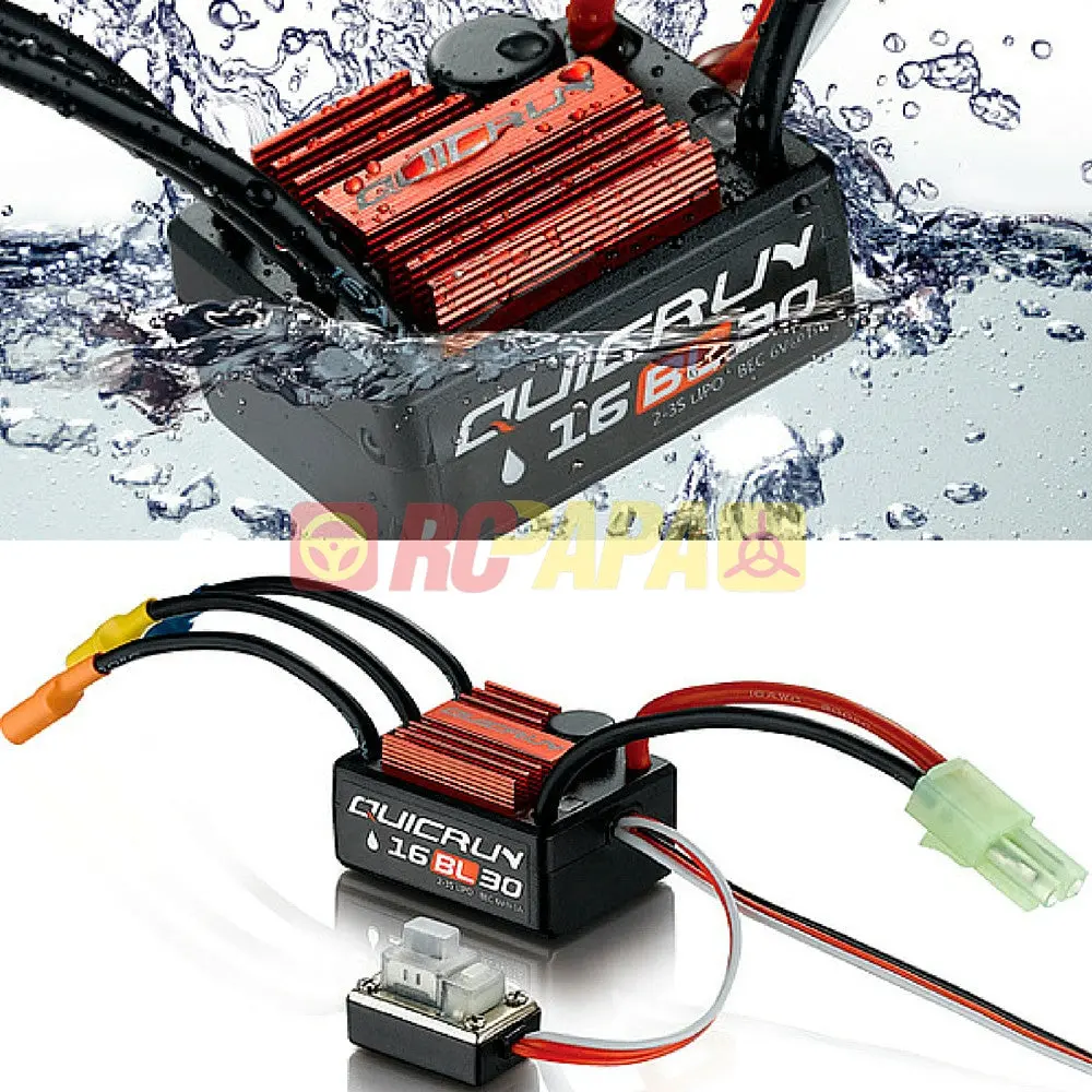 Hobbywing Quicrun Waterproof Brushless Esc 30A 16Bl30 For 1/16 1/18 Rc 1