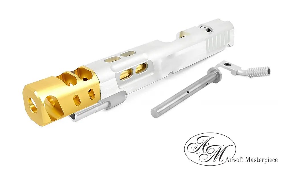Airsoft Masterpiece Dvc Steel 6″ Aluminum Open Slide Kit For Hi-Capa - Silver With Gold Comp #Sk-Dvcstl-Osg 1