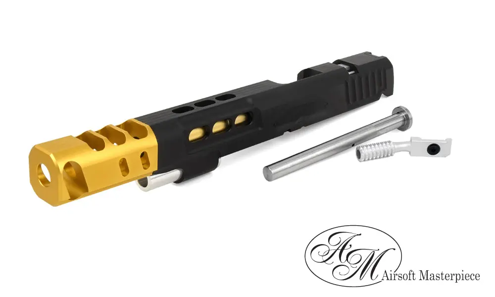 Airsoft Masterpiece Dvc 7″ Aluminum Open Slide Kit For Hi-Capa- Black With Gold Comp #Sk-Stidvc-Obkg 1