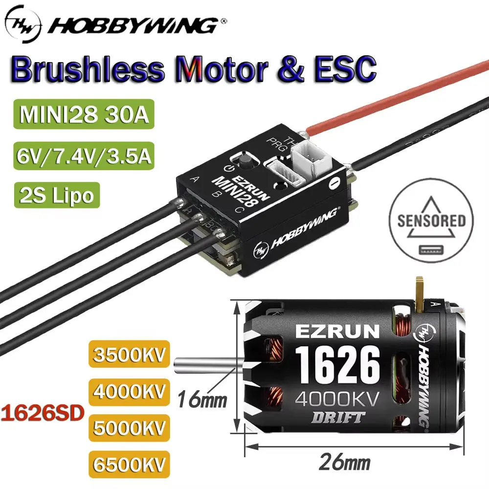 Hobbywing Ezrun Mini28 1626 Sd Esc Motor Combo For 1/28 Rc Car 1