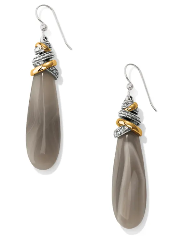 Neptune's Rings Pyramid Banded Agate French Wire Earrings 1