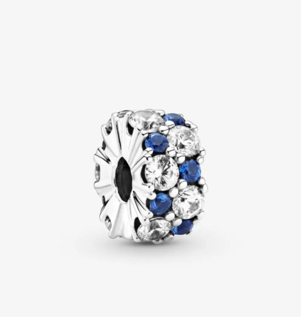 Clear & Blue Sparkling Clip Charm 1