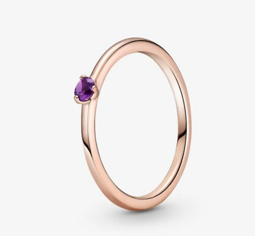 Pandora Rose Purple Solitaire Cz Ring 1