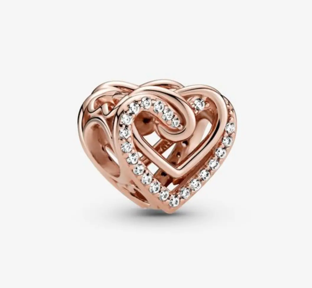 Sparkling Entwined Hearts Charm 1