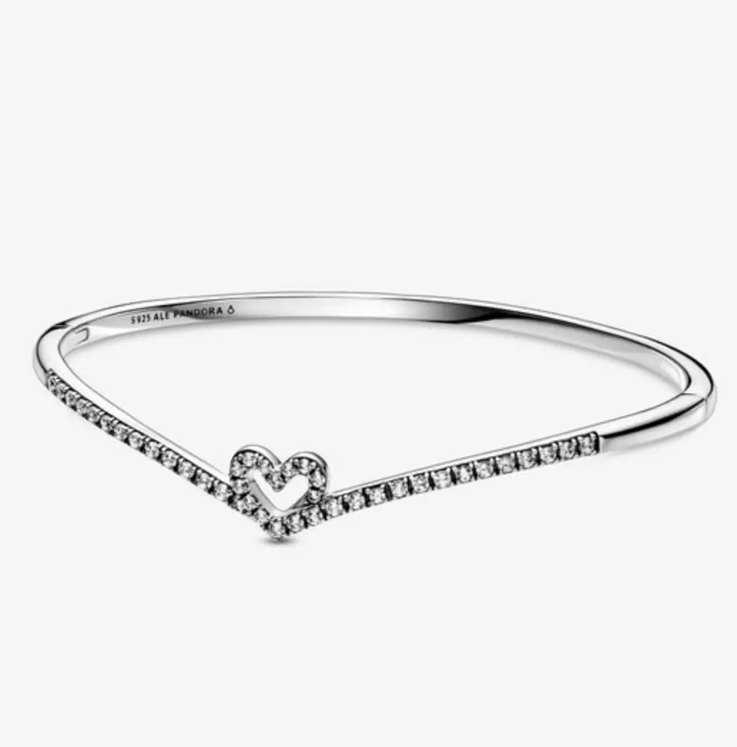 Sparkling Wishbone Heart Bangle 1
