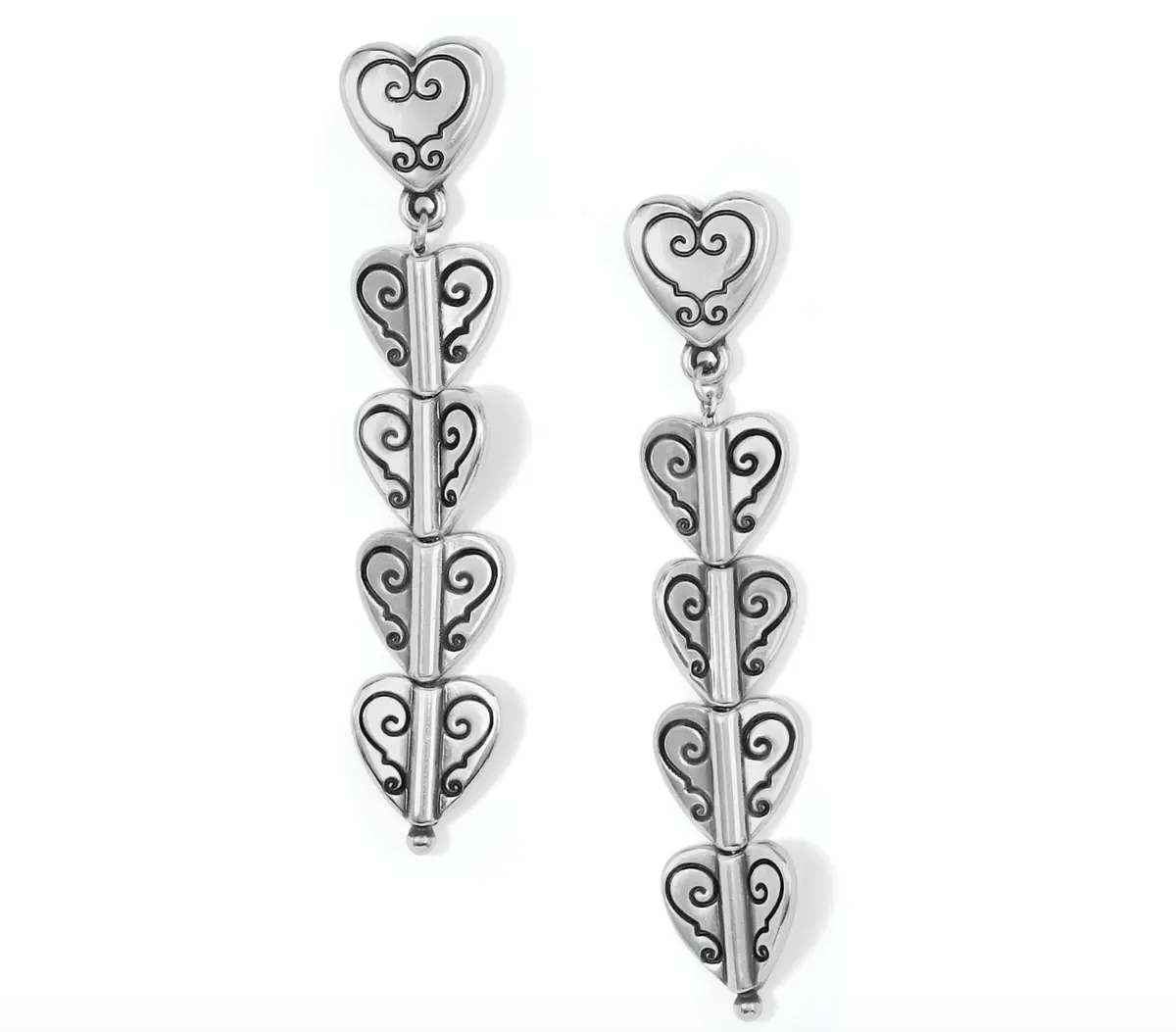 Cascading Hearts Drop Post Earrings 1